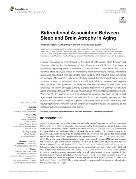 Pdf Bidirectional Association Between Sleep And Brain Atrophy In Aging