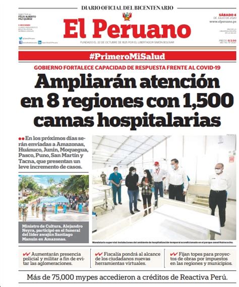 Diario El Peruano on Twitter Buenos días Esta es la portada de hoy