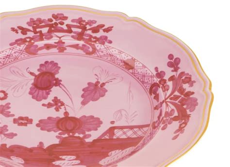 Plat De Service Rond Porcelaine Rose Pourpre Ginori 1735