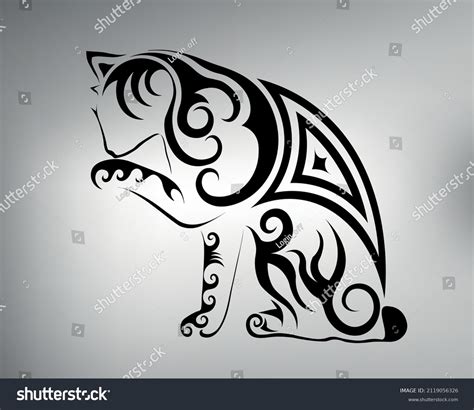 Sketch Tribal Cat Tattoo Vector Drawing Stock Vector (Royalty Free ...