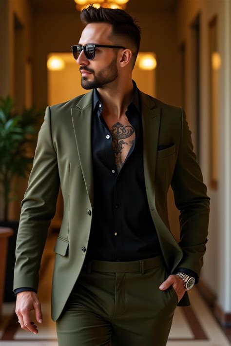 Elegant Olive Green Men's Suit: Slim Fit Two-piece Formal Wear - Etsy