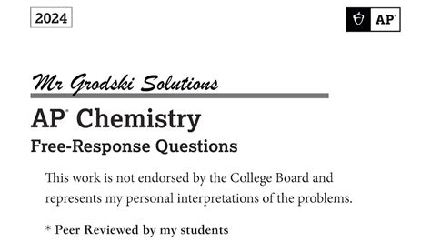 2024 Ap Chemistry Frq Solutions Mr Grodski Youtube