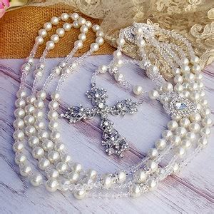 Wedding Lasso And Rosary Swarovski Crystal Pearls Wedding Lasso Cream