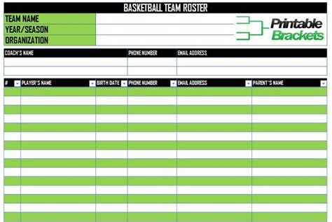 Basketball Roster Template - FREE DOWNLOAD - Printable Templates Lab