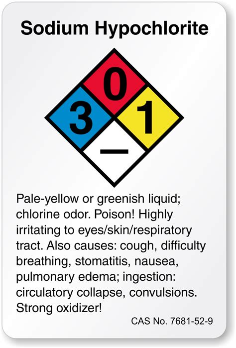 Sodium Hypochlorite Labels