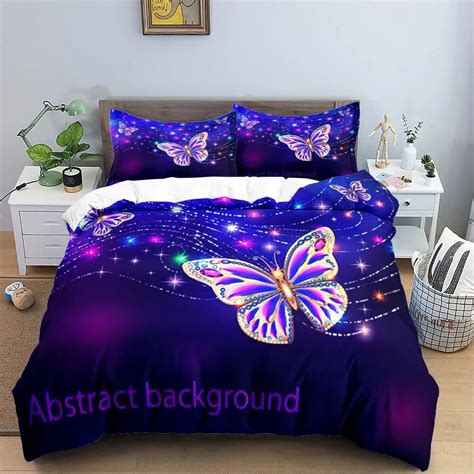 Butterfly Bedding Set Flower Duvet Cover Quilt Cover With Zipper Double