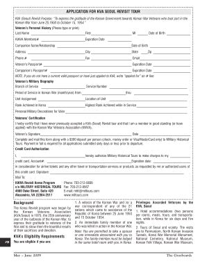 Fillable Online Kwva Revisit Korea Application Form Korean War