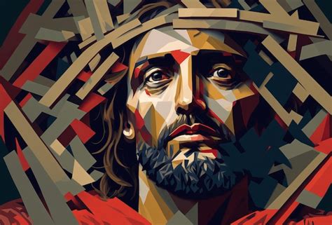 Premium AI Image Abstract Portrait Of Jesus Christ Wearing A Crown Of