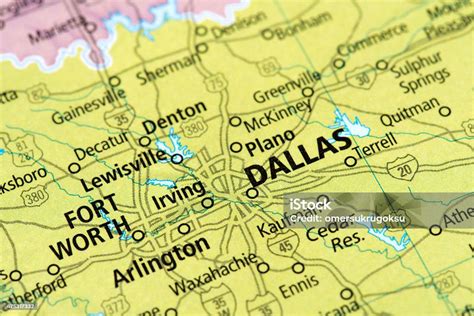 Map Of Dallas Texas State In Us Stock Photo - Download Image Now - Map ...