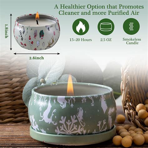 Christmas Scented Candle Tin Jar Portable Travel Soy Wax Plant Candle