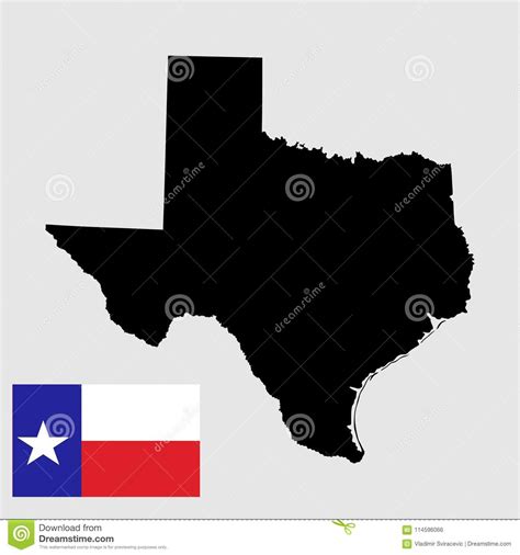 Silhueta E Bandeira Do Mapa De Texas Mapa E Bandeira Do Estado Dos Eua