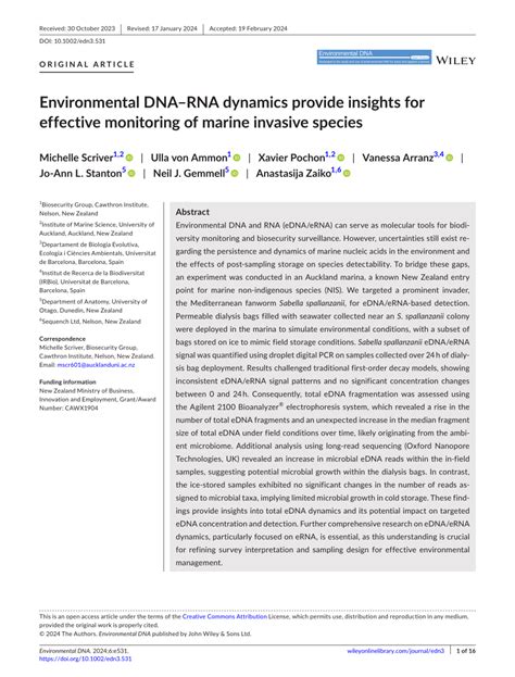 PDF Environmental DNARNA Dynamics Provide Insights For Effective