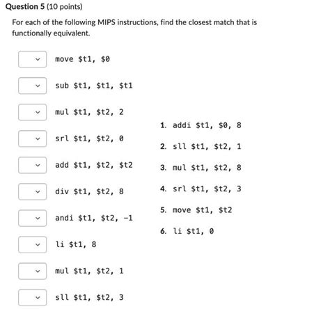 Solved Question 5 10 Points For Each Of The Following MIPS Chegg