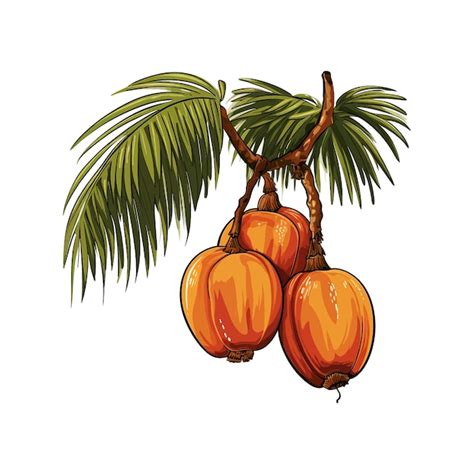 Fruto De Palmeira Desenhado M O Vector Desenho Animado Isolado Fundo