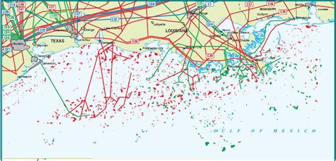 United States Gulf of Mexico Pipelines map - Crude Oil (petroleum) pipelines - Natural Gas ...