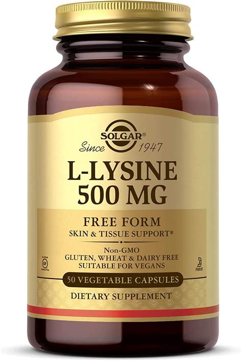 Solgar L Lysine Essential Amino Acid Vegetarian Kosher 500mg Vegetable