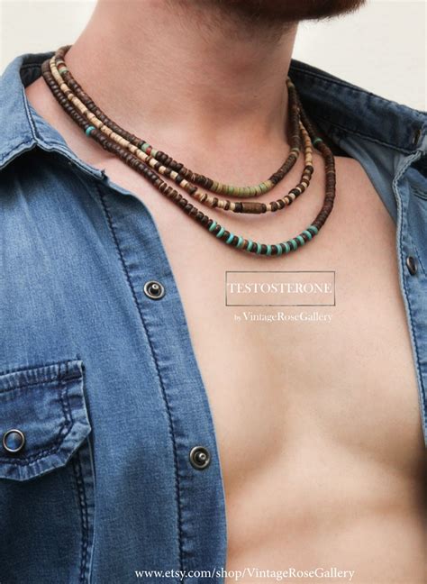 Mens Tribal Necklace Turquoise Mens Necklace Mens Boho Etsy