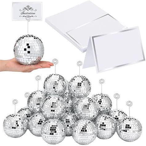 Maitys Disco Ball Place Card Holder Table Number Holders Disco Silver