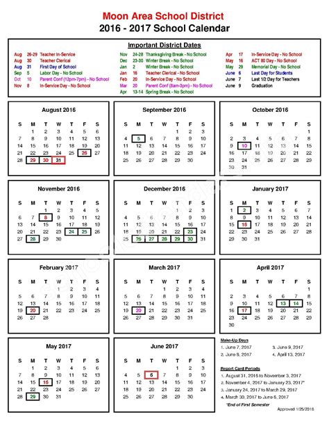 Moon Area School District Calendars – Moon Township, PA