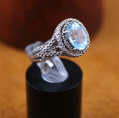 Samuel Aaron Thl Oval Sky Blue Topaz Diamond Halo Ring Sterling Silver