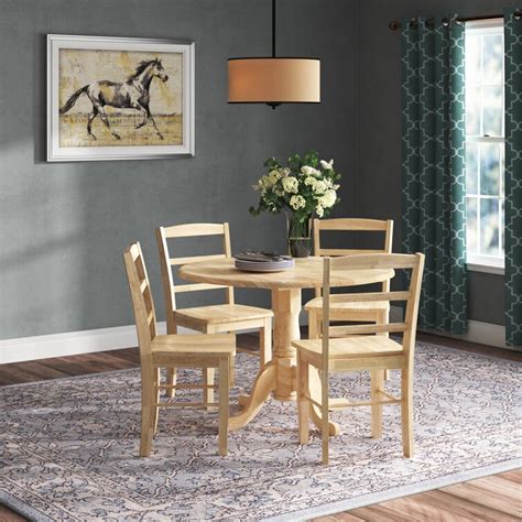 Lark Manor Eurich Drop Leaf Solid Wood Dining Set And Reviews Wayfair