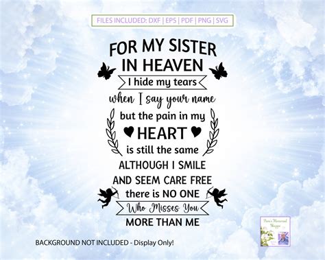 Sister In Heaven Svg In Loving Memory I Hide My Tears My Sister Is