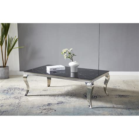 Baroque Table Basse Chrome Verre Noir Marbr Troc Fr Jus