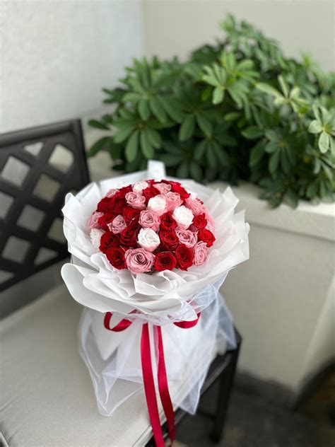 Stalks Preserved Rose Bouquet Valentines Proposal Birthday