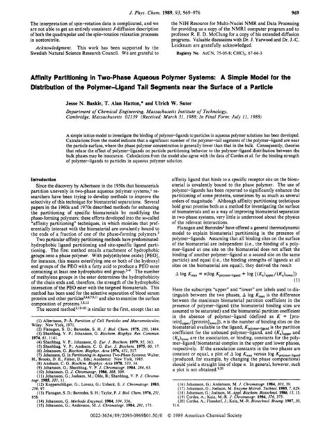 Affinity Partitioning In Two Phase Aqueous Polymer Systems A Simple