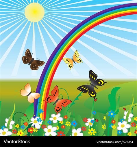 Rainbow And Butterflies Royalty Free Vector Image