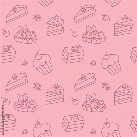 Seamless vector bakery pattern. Pink cake background. Stock Vector ...