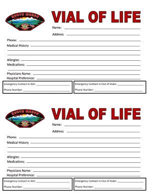 Fillable Online Vial Of Life Form RFA Fax Email Print PdfFiller