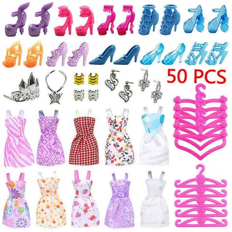 50pcs Set for Barbiedolls Clothes Include 10pcs Party Clothing Barbie ...