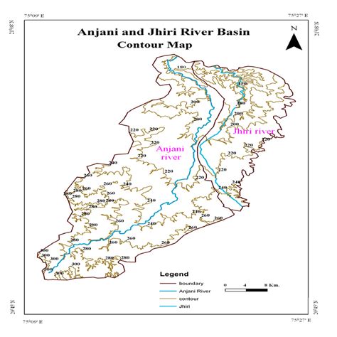 Contour Map And River Flowing In The Study Area Download Scientific