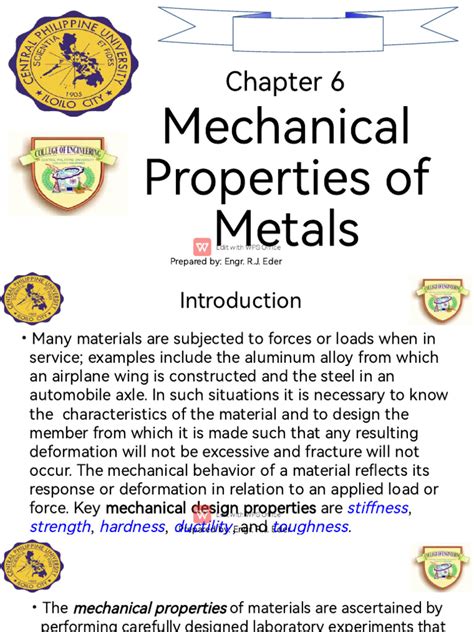 Mechanical Properties of Metals | PDF | Deformation (Engineering) | Young's Modulus