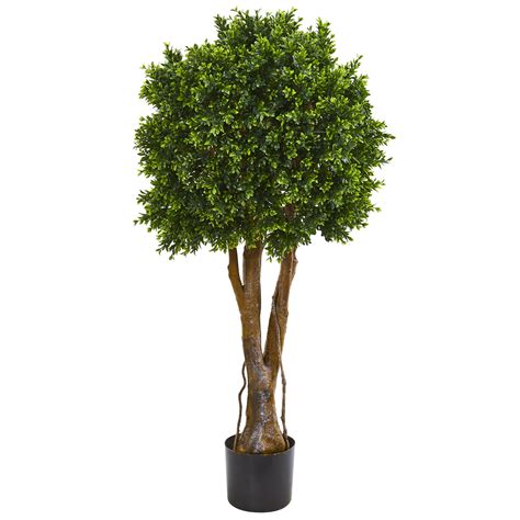 Earthflora Outdoor Faux Topiary 46” Outdoor Uv Boxwood Artificial Topiary Tree Uv Resistant