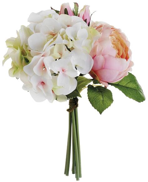 11" Hydrangea/Rose/Peony Bouquet Pink Green Box of 6