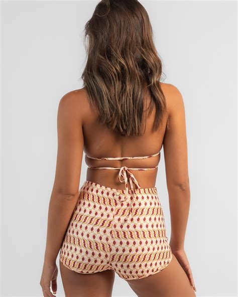 Shop Rhythm Maya Geo Shortie Bikini Bottom In Pink Salt Fast Shipping