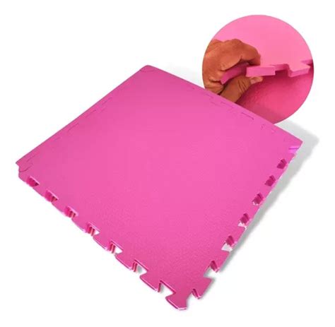 Kit 12 Placas Tapete Piso Tatame Eva 50x50x1 Cm Menina Rosa Cor Rosa