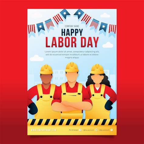 Free Vector Vertical Poster Template For Usa Labor Day Celebration