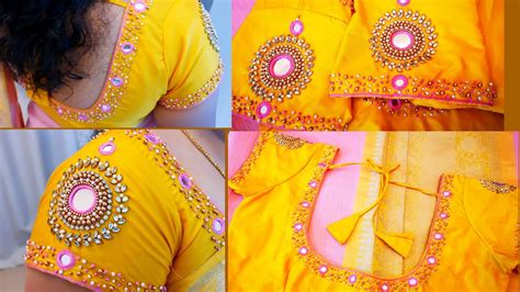 Mirror Work Blouse L Aari Work With Normal Needle L Maggam Work L