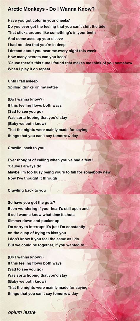 Arctic Monkeys Do I Wanna Know Lyrics