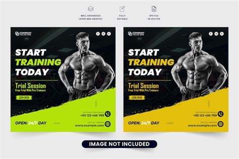 Premium Vector Modern Gym Business Promotional Poster Design With