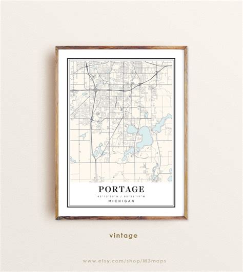 Portage Michigan Map Portage MI Map Portage City Map - Etsy