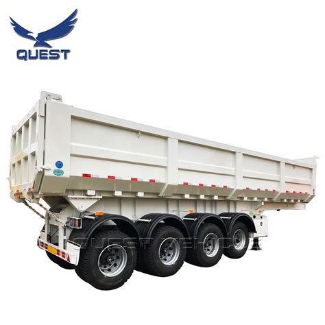 Quest 4 Axles 40cbm 80 Tons End Dump Truck Semi Trailer 4 Axles Dump