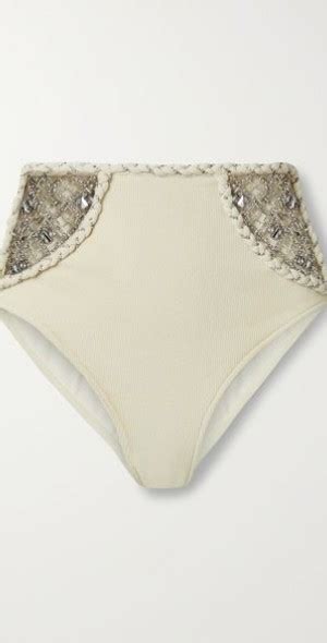 PATBO Embellished Waffle Knit Bikini Briefs