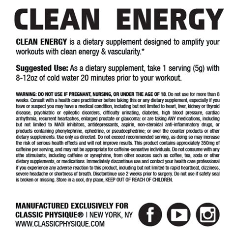 Clean Energy Preworkout – Classic Physique