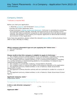 Fillable Online Key Talent Placements In A Company Application Form