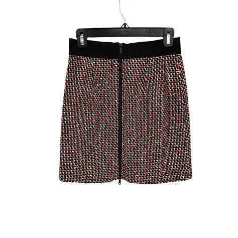 Milly Skirt Boucle Tweed Mini Zip Back Black Red Whit Gem