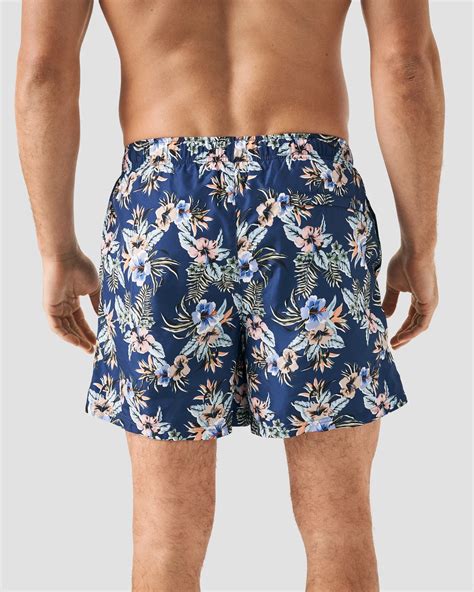 Navy Floral Print Swim Shorts Eton